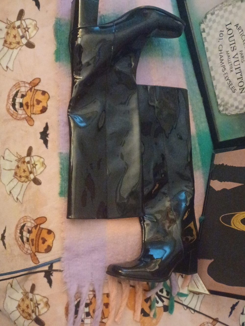Zara Black Patent Knee-High Women's Boots - Picture 1 of 1